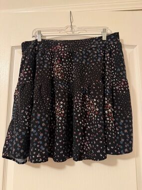 Torrid Black Floral Circle Skirt with Pink & Blue Accents